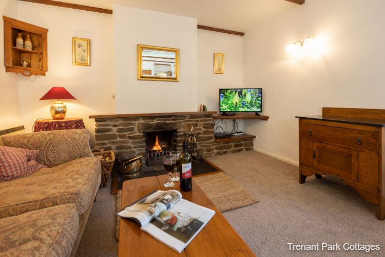 Living room at Lady Pamela's cottage near Looe, Cornwall